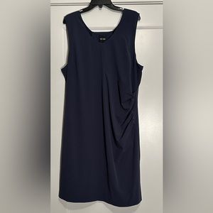 Nic+Zoe dress, indigo steel blue, Vneck, side ruching & stretch fabric Size XXL